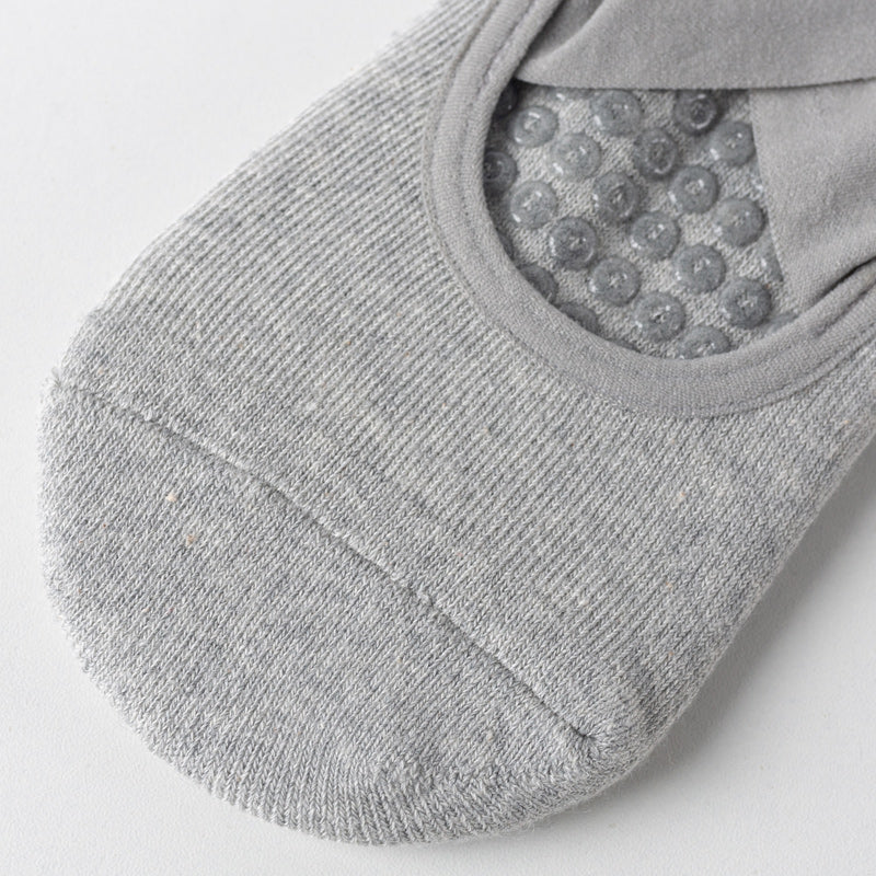 【Yoga Socks】Q2浅麻灰-女士毛圈圆头瑜伽普拉提运动袜