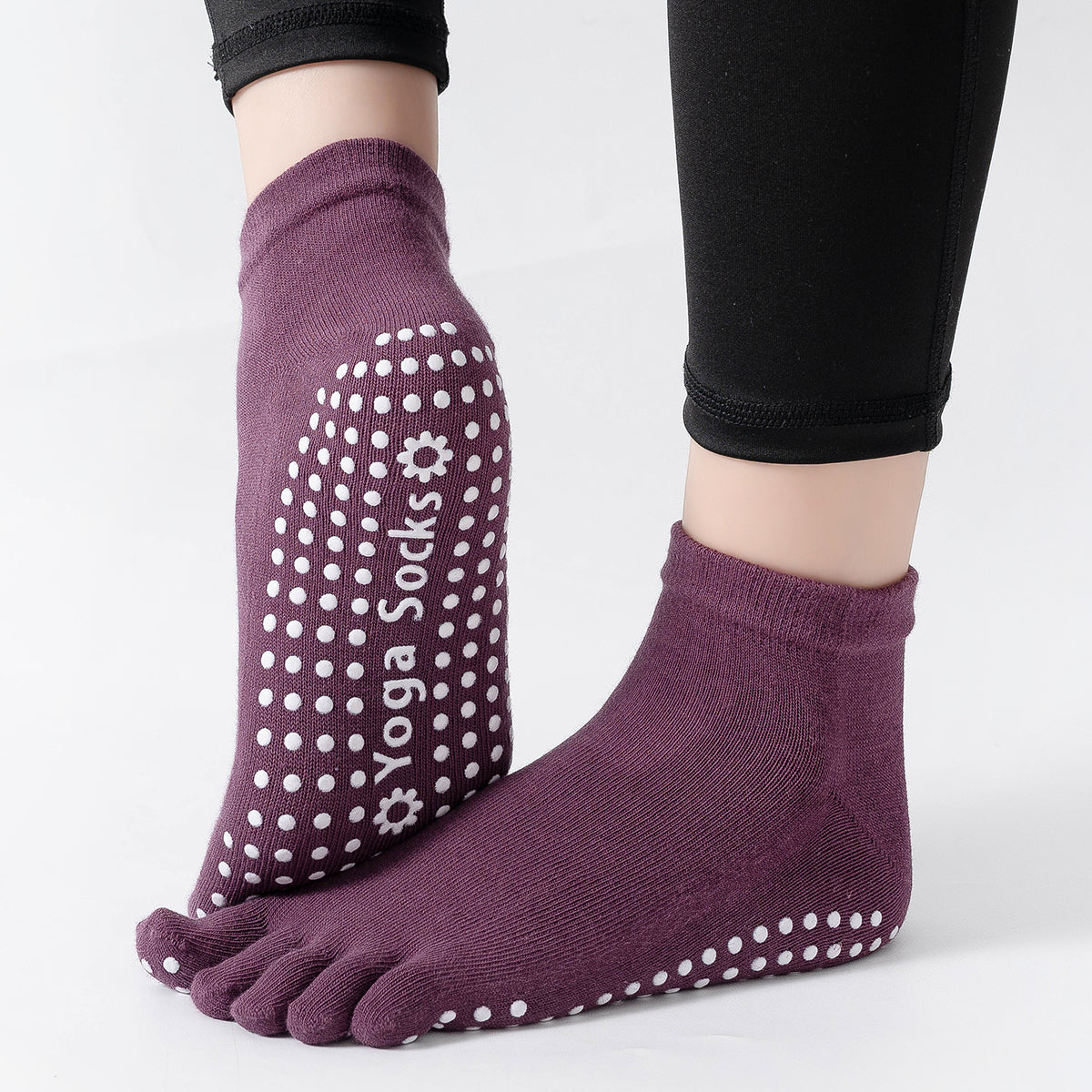 【Yoga Socks】G6紫红-女士五指瑜伽普拉提运动袜