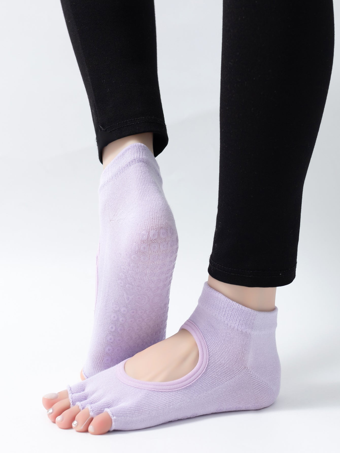 【Yoga Socks】F5浅紫-女士半趾瑜伽普拉提运动袜