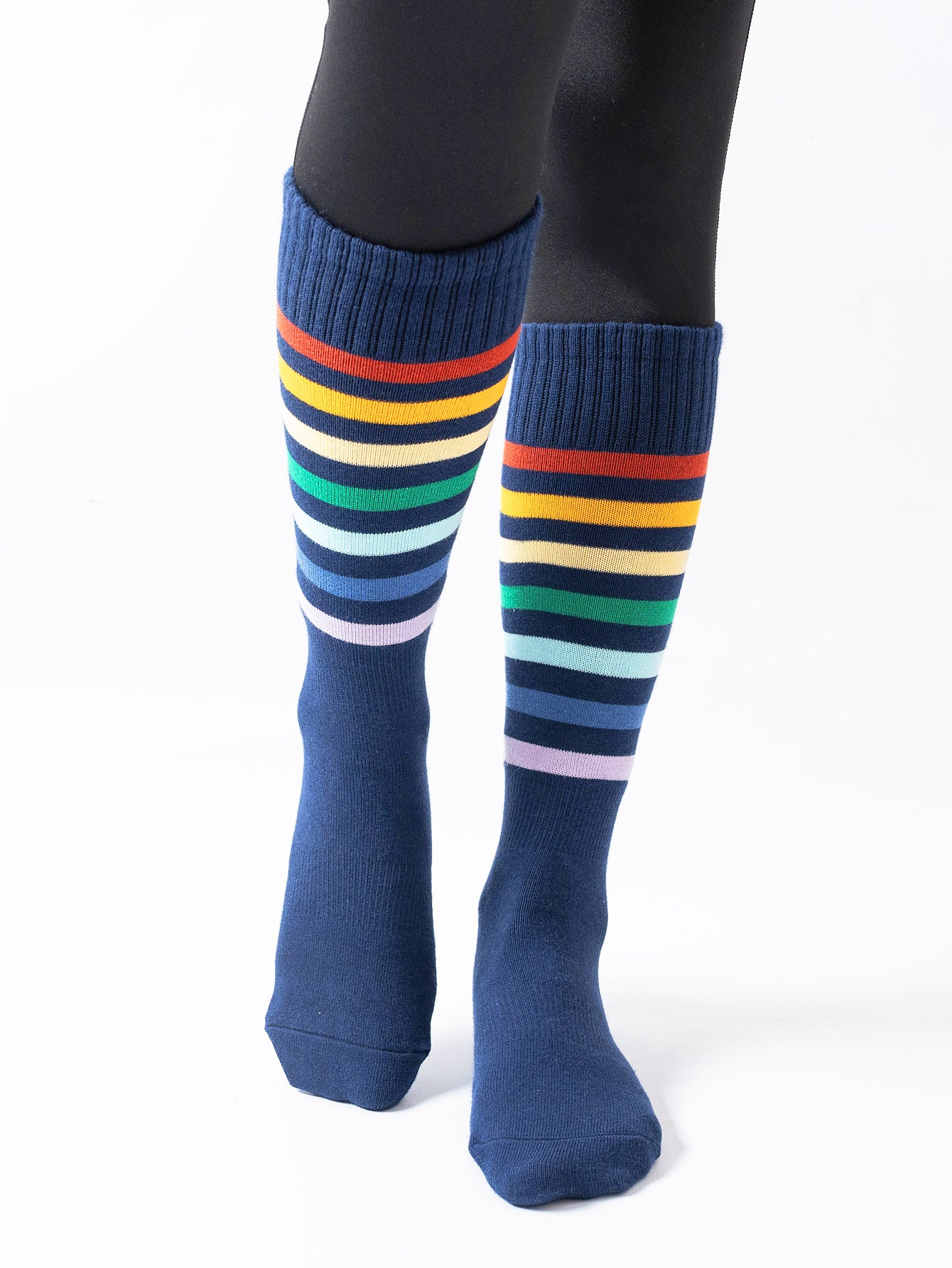 【Yoga Socks】N1藏青-女士彩虹圆头瑜伽普拉提运动袜