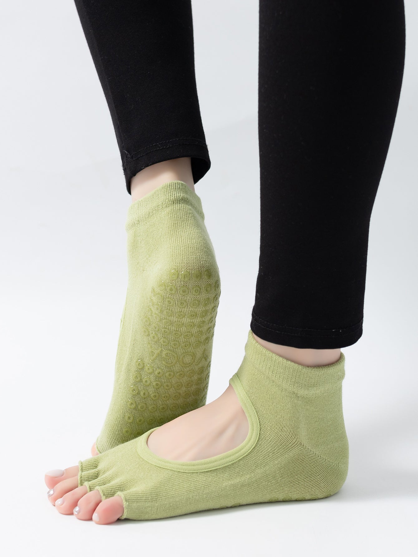 【Yoga Socks】F5绿色-女士半趾瑜伽普拉提运动袜