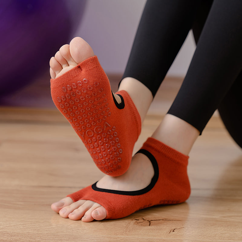 【Yoga Socks】J3红黑-女士二指瑜伽普拉提运动袜