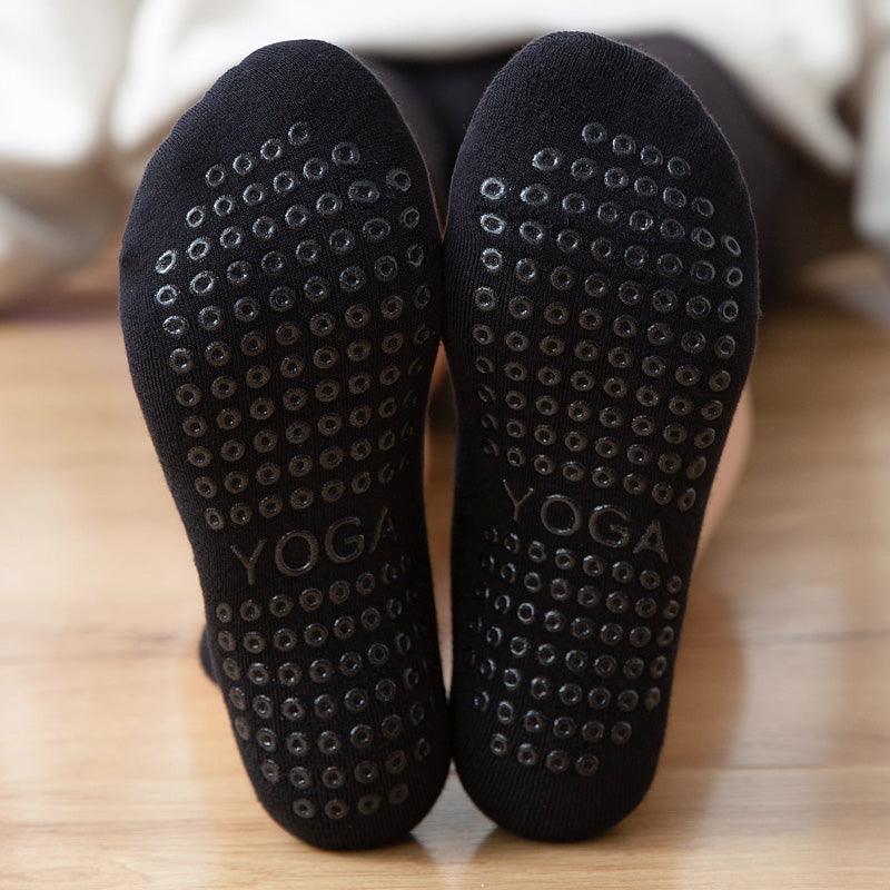 【Yoga Socks】A3黑色-女士毛圈圆头瑜伽普拉提运动袜