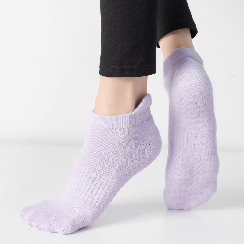 【Yoga Socks】D9浅紫-女士毛圈圆头瑜伽普拉提运动袜
