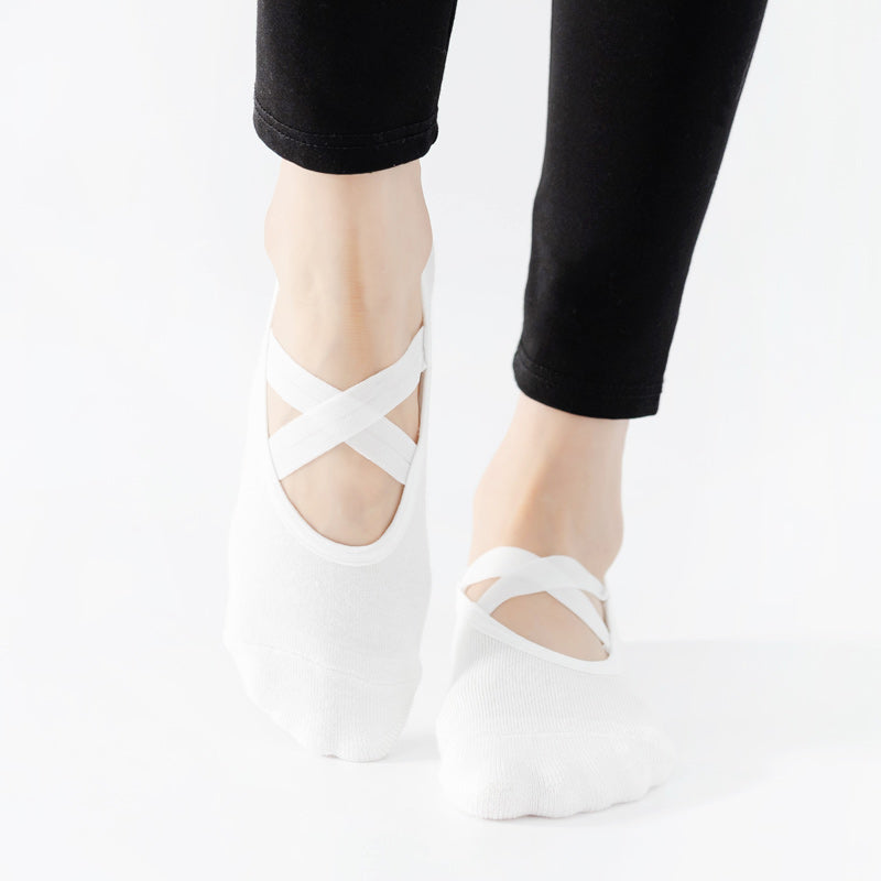 【Yoga Socks】Q2白色-女士毛圈圆头瑜伽普拉提运动袜
