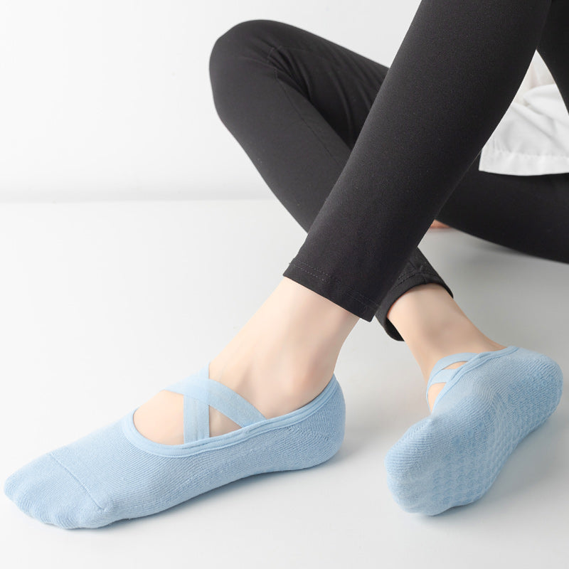 【Yoga Socks】Q2浅蓝-女士毛圈圆头瑜伽普拉提运动袜