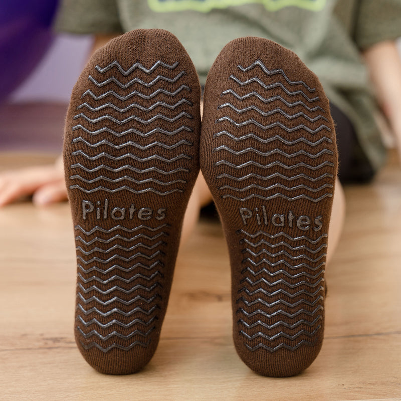 【Yoga Socks】D4咖米-女士提花香薰毛圈圆头瑜伽普拉提运动袜