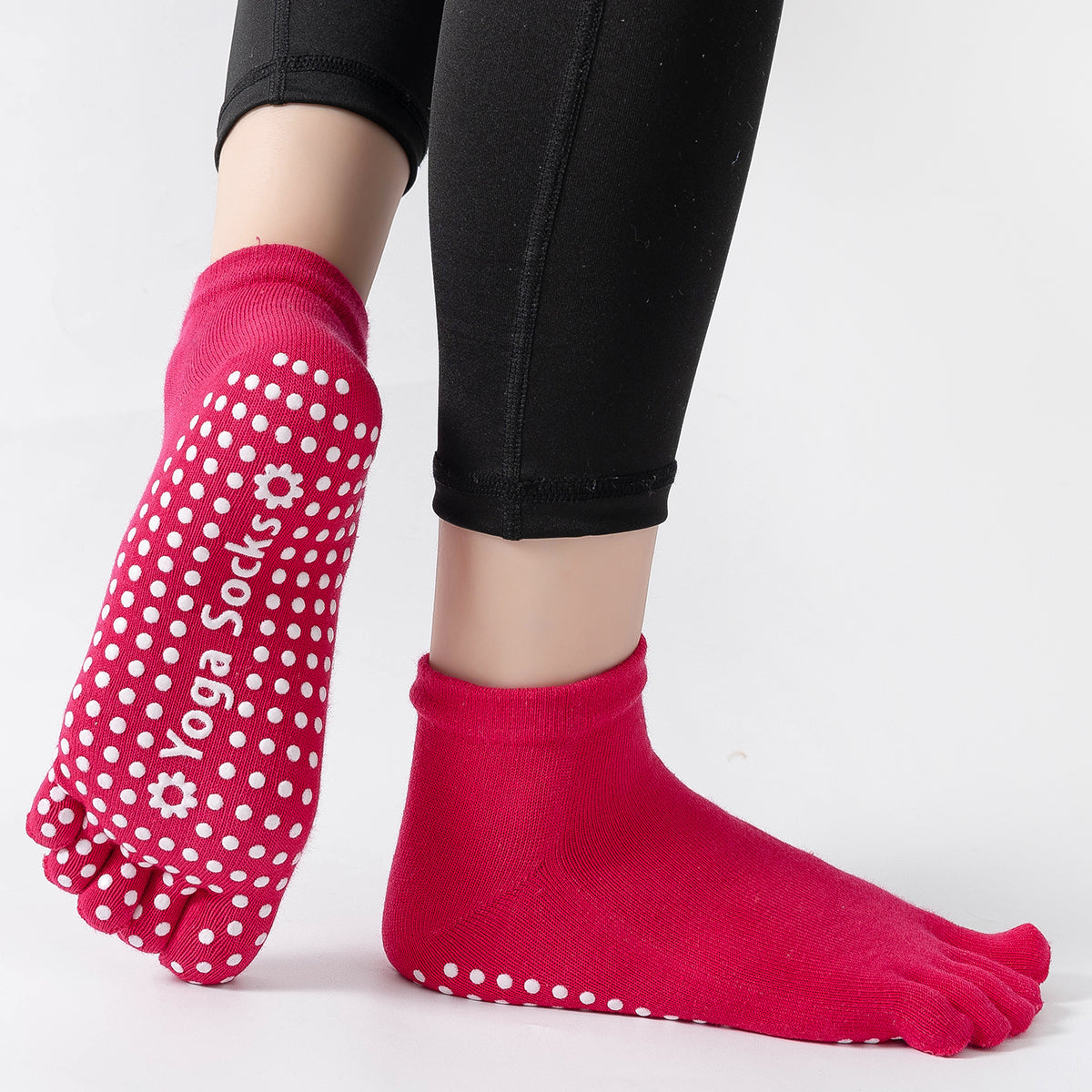 【Yoga Socks】G6玫红-女士五指瑜伽普拉提运动袜