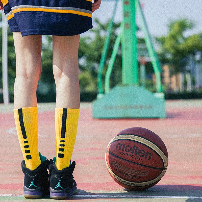 【Basketball Socks】A1黄黑-男女通用毛圈长筒篮球运动袜