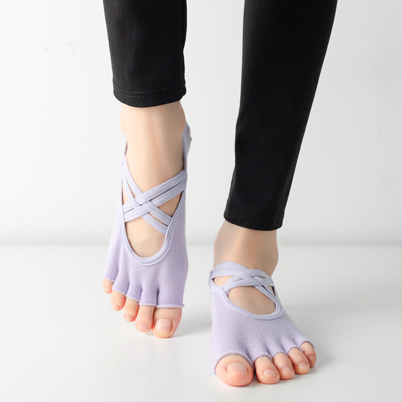 【Yoga Socks】T2浅紫-女士半趾瑜伽普拉提运动袜