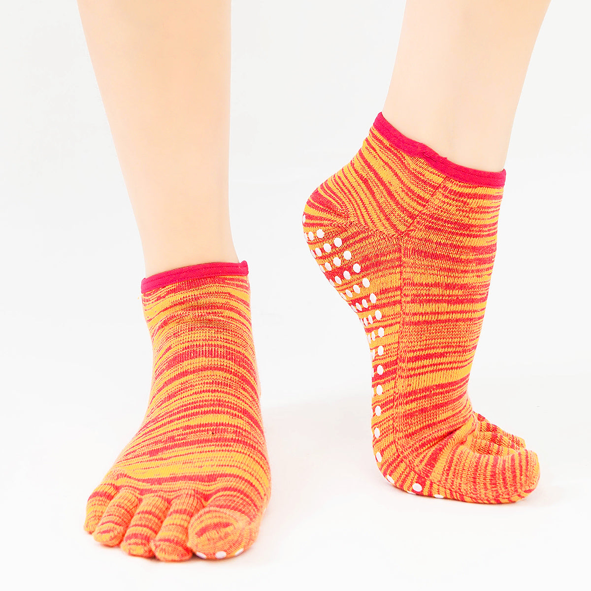 【Yoga Socks】G7玫橙-女士段色五指瑜伽普拉提运动袜