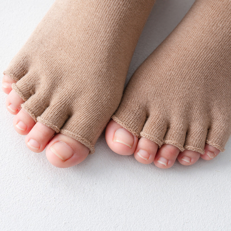 【Yoga Socks】U1米色-女士半趾瑜伽普拉提运动袜
