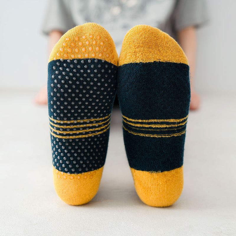 【Yoga Socks】A2绿黄-女士撞色毛圈圆头瑜伽普拉提运动袜