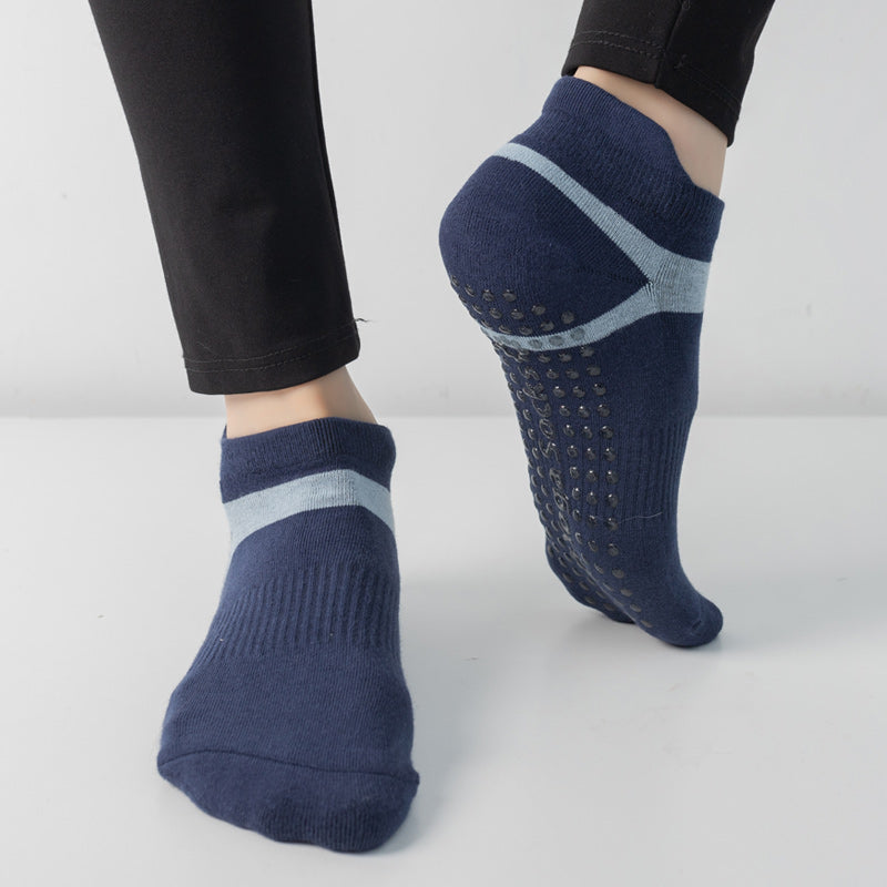 【Yoga Socks】D7青蓝-女士毛圈圆头瑜伽普拉提运动袜