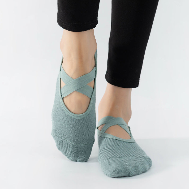 【Yoga Socks】Q2孔雀绿-女士毛圈圆头瑜伽普拉提运动袜