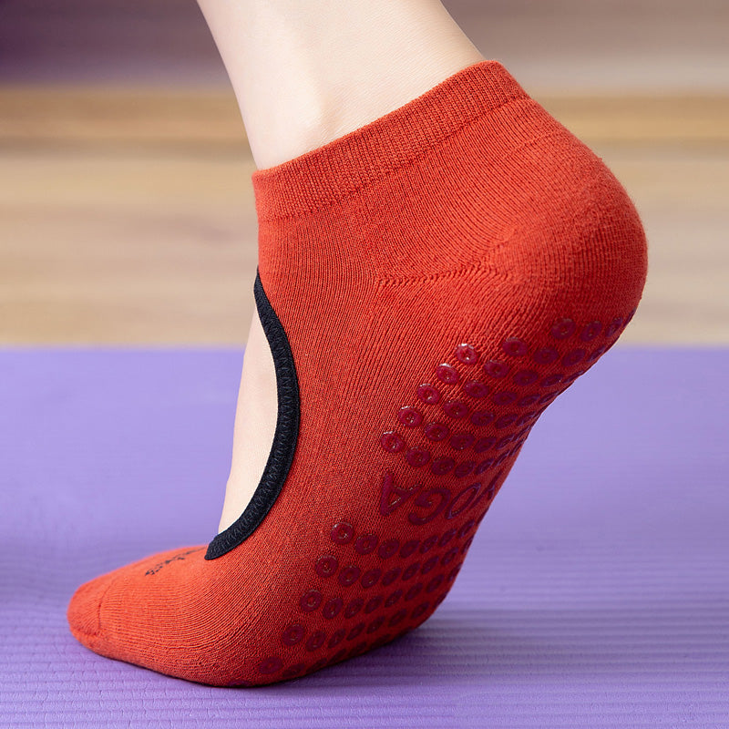 【Yoga Socks】A3中国红-女士毛圈圆头瑜伽普拉提运动袜