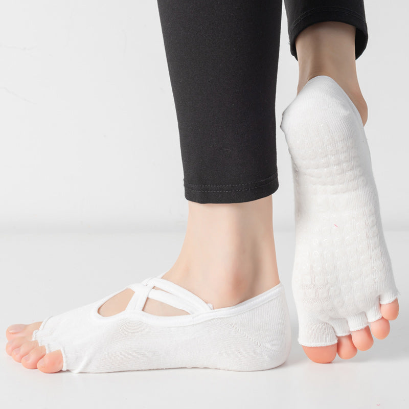 【Yoga Socks】T2白色-女士半趾瑜伽普拉提运动袜
