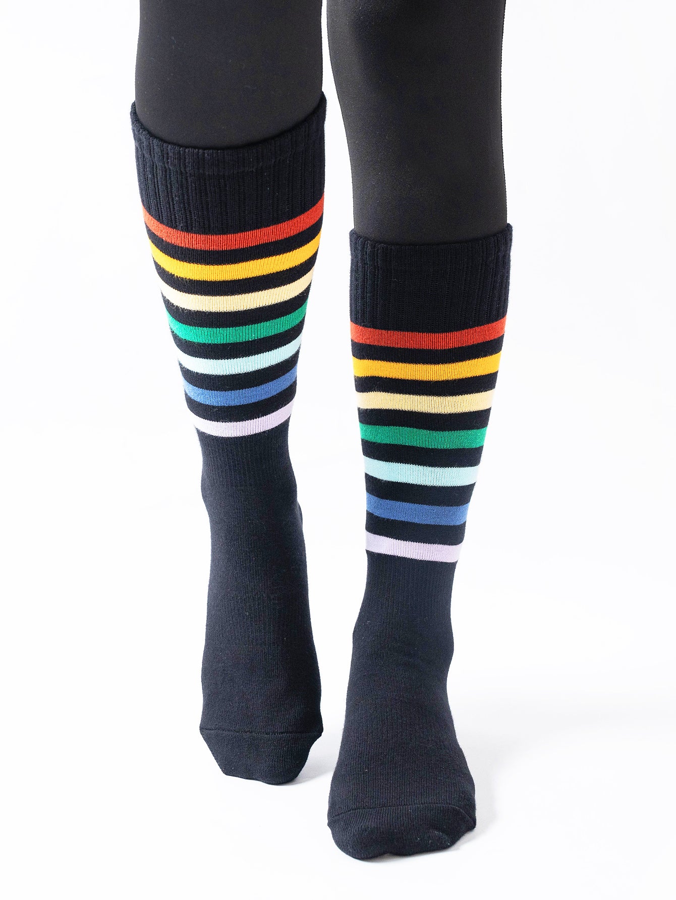 【Yoga Socks】N1黑色-女士彩虹圆头瑜伽普拉提运动袜