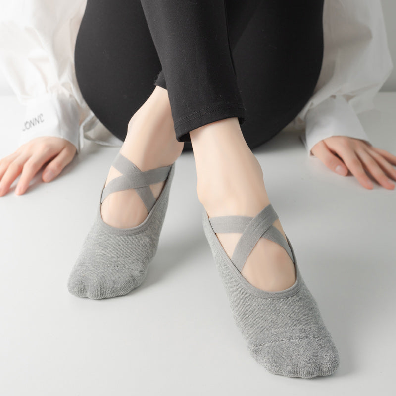 【Yoga Socks】Q2浅麻灰-女士毛圈圆头瑜伽普拉提运动袜