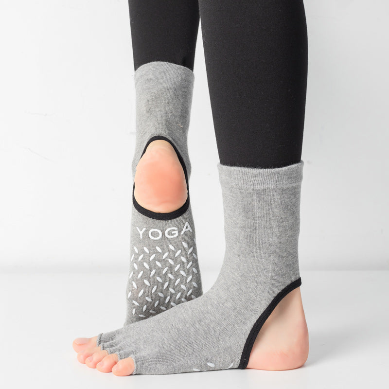【Yoga Socks】M1深麻灰-女士长筒半趾瑜伽普拉提运动袜