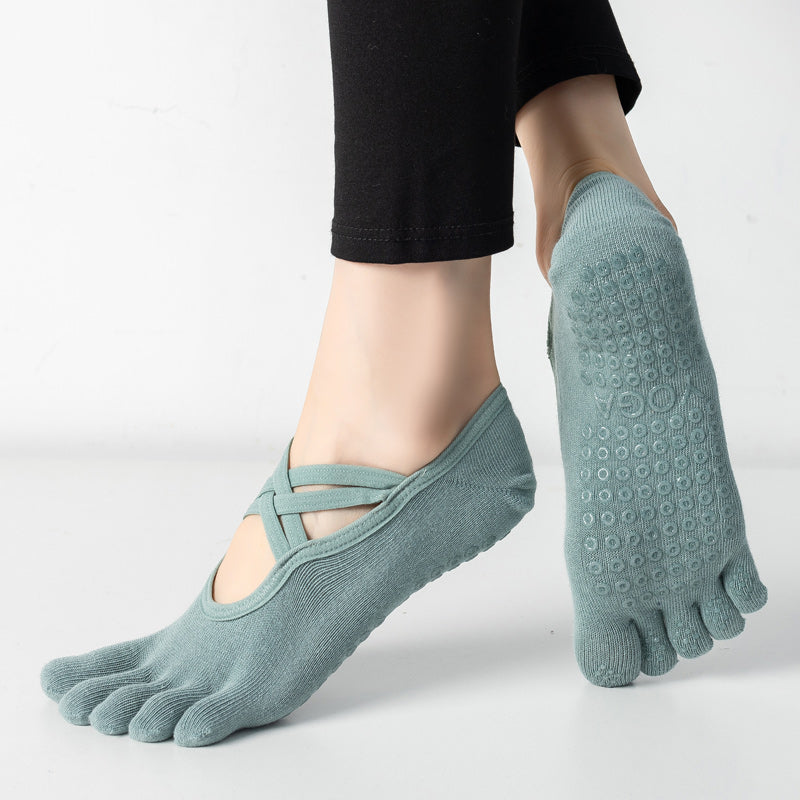 【Yoga Socks】W2孔雀绿-女士五指瑜伽普拉提运动袜