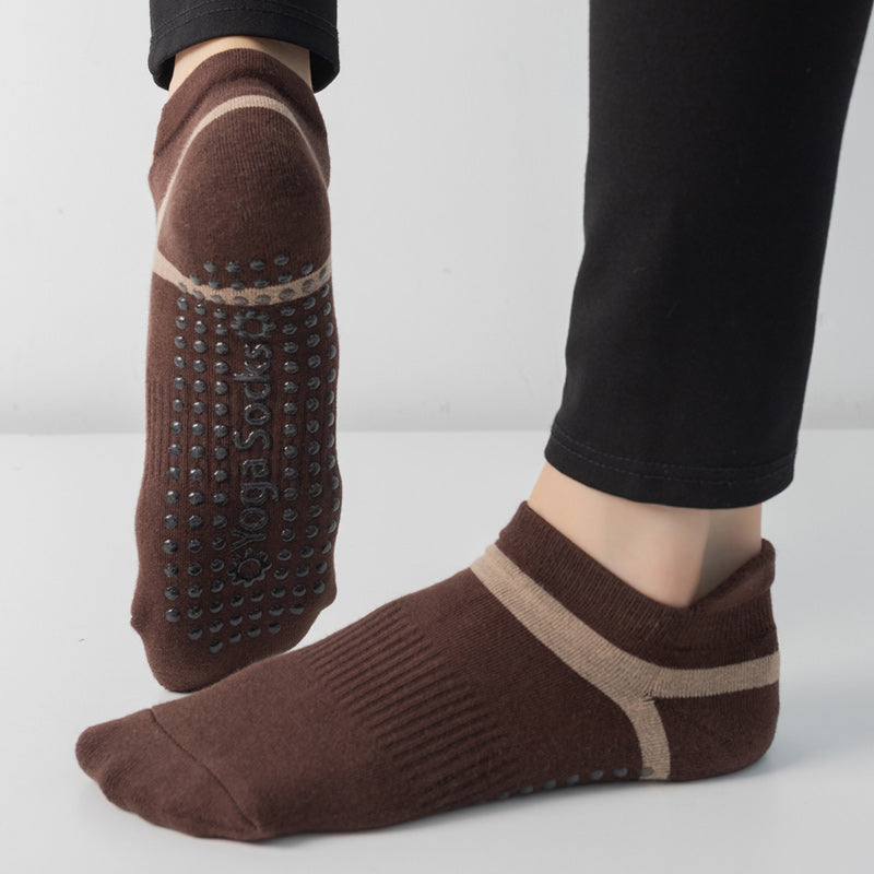 【Yoga Socks】D7咖米-女士毛圈圆头瑜伽普拉提运动袜