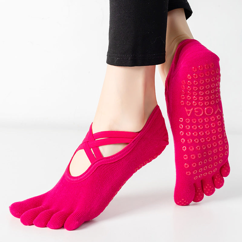 【Yoga Socks】W2玫红-女士五指瑜伽普拉提运动袜