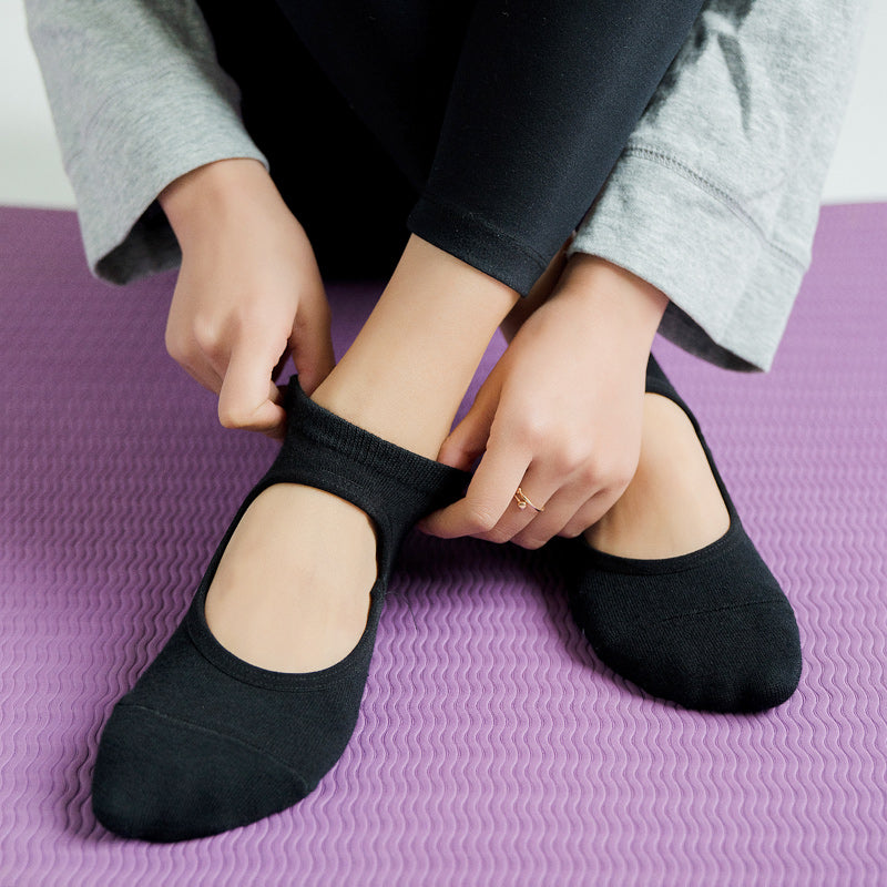【Yoga Socks】K1黑色-女士圆头瑜伽普拉提运动袜