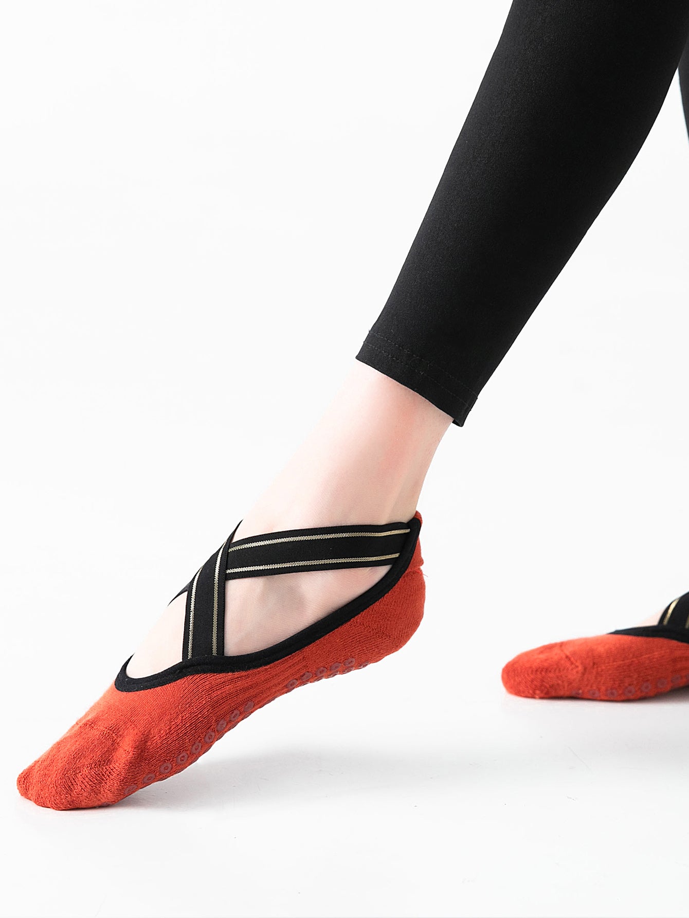 【Yoga Socks】Q1中国红-女士毛圈圆头瑜伽普拉提运动袜