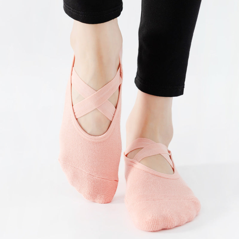 【Yoga Socks】Q2珊瑚橙-女士毛圈圆头瑜伽普拉提运动袜