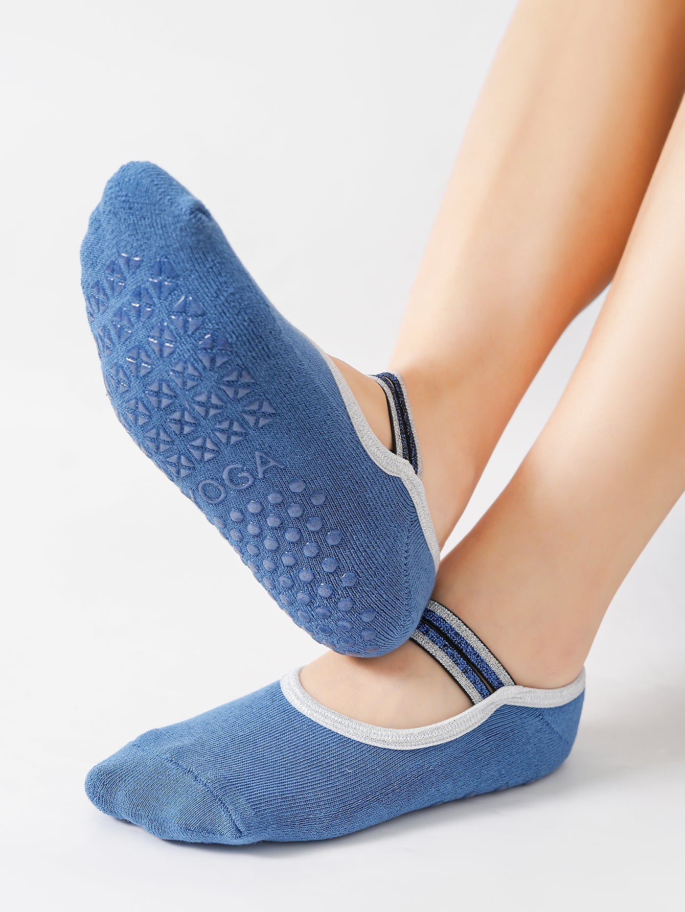 【Yoga Socks】Q4深蓝-女士毛圈圆头瑜伽普拉提运动袜