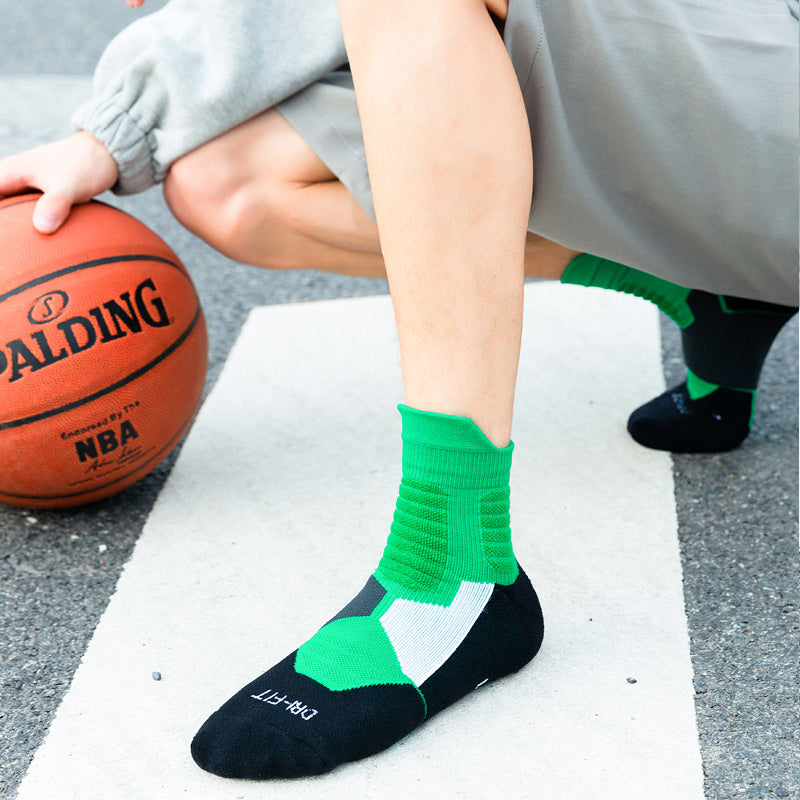 【Basketball Socks】B2绿色-男士毛圈中筒篮球运动袜
