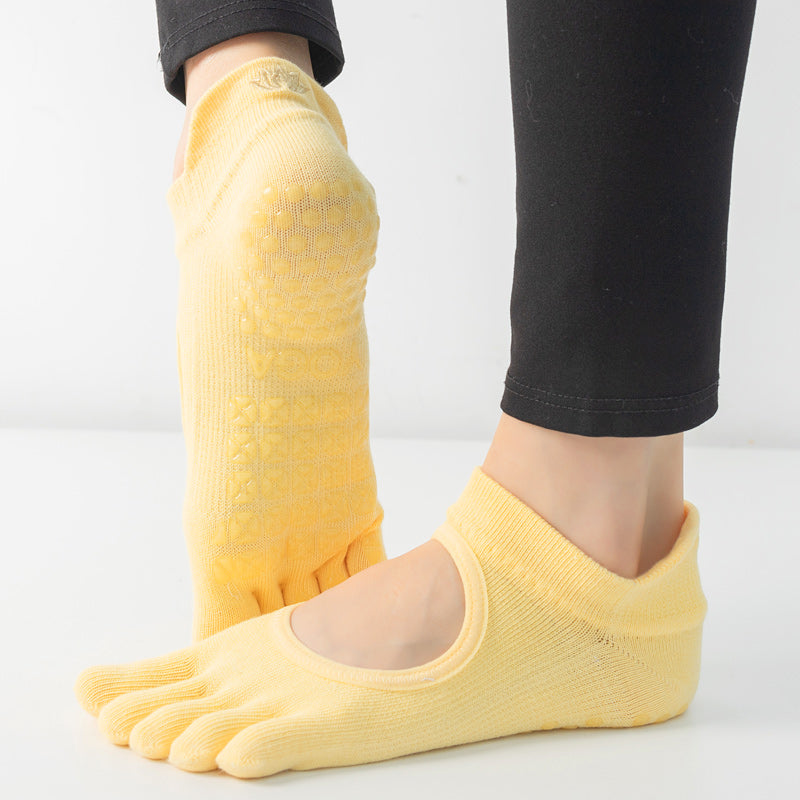 【Yoga Socks】V1黄色-女士五指瑜伽普拉提运动袜