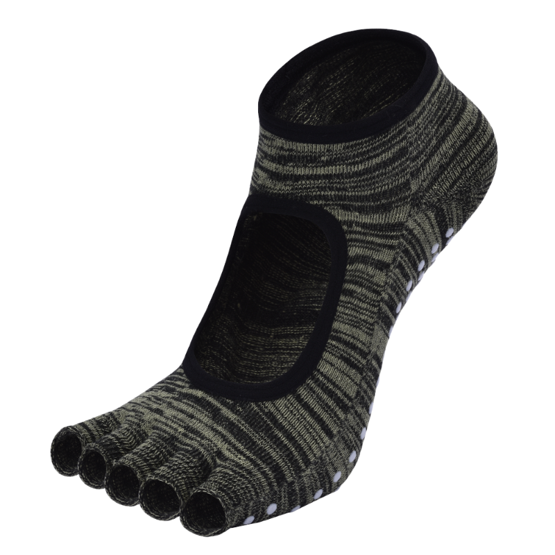 【Yoga Socks】F7黑绿-女士段色半趾瑜伽普拉提运动袜