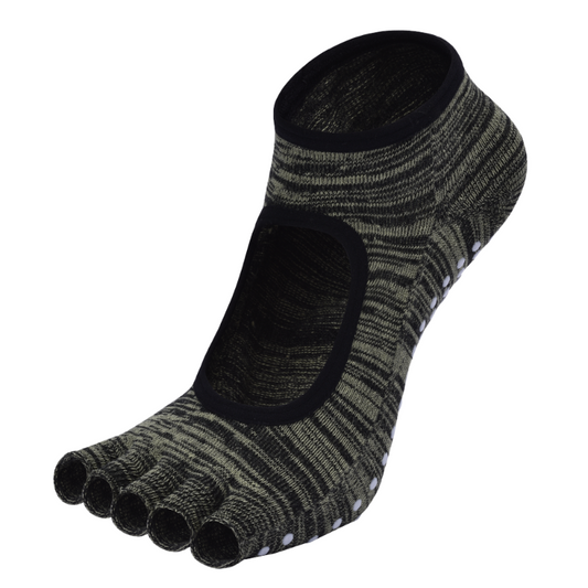 【Yoga Socks】F7黑绿-女士段色半趾瑜伽普拉提运动袜