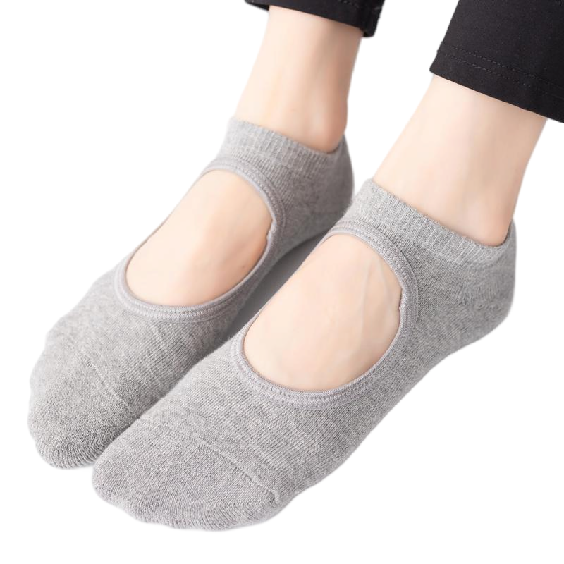 【Yoga Socks】A1浅麻灰-女士毛圈圆头瑜伽普拉提运动袜