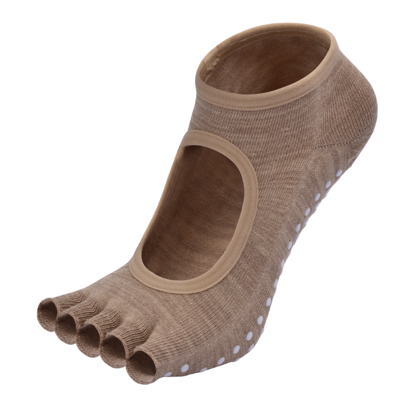 【Yoga Socks】F7米色-女士段色半趾瑜伽普拉提运动袜