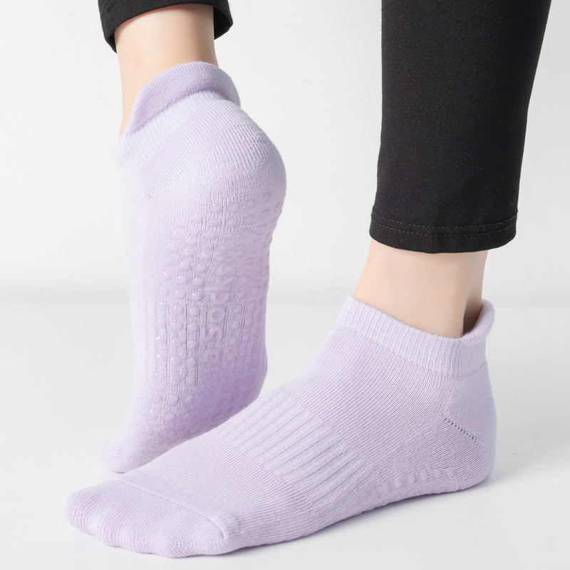 【Yoga Socks】D9浅紫-女士毛圈圆头瑜伽普拉提运动袜
