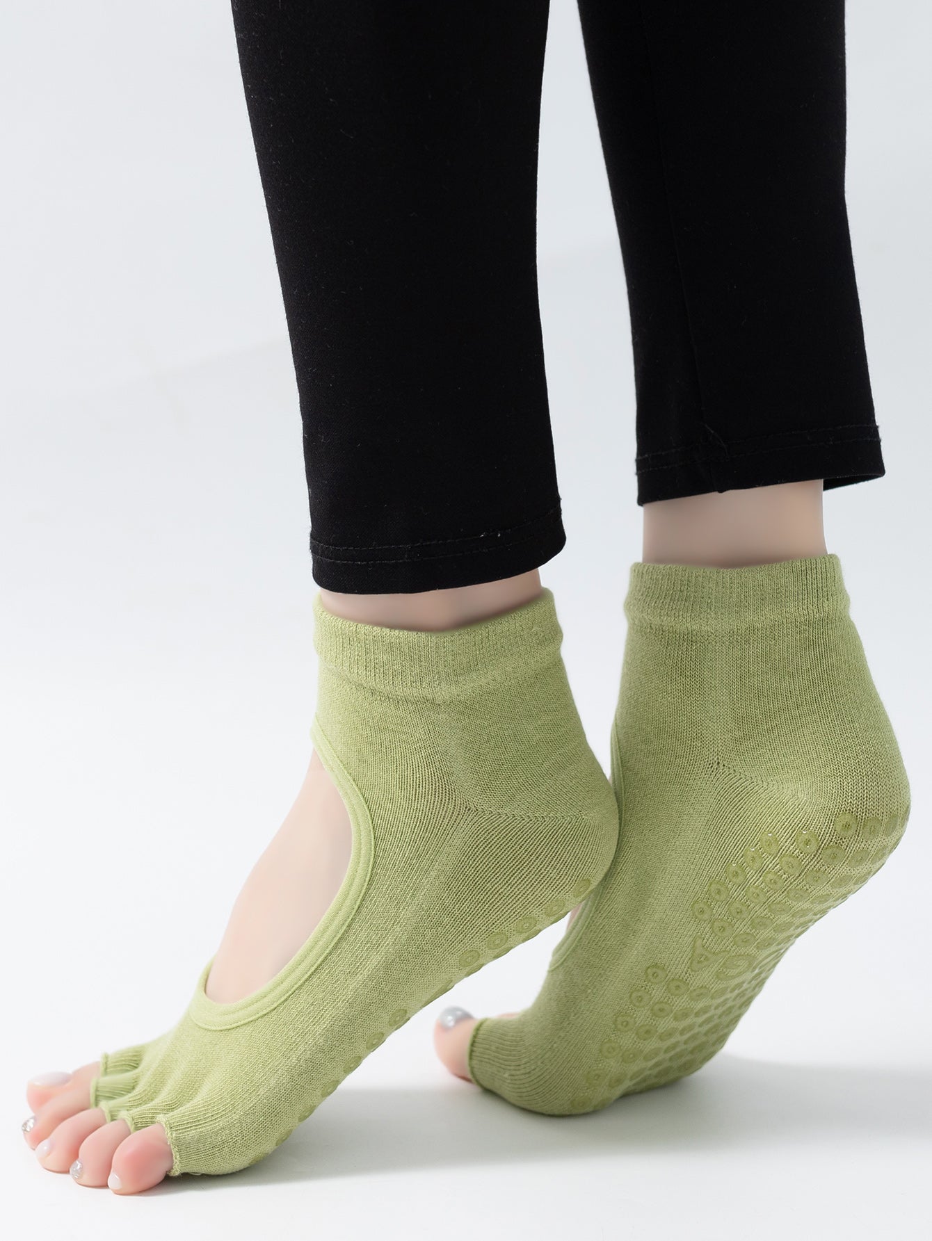 【Yoga Socks】F5绿色-女士半趾瑜伽普拉提运动袜