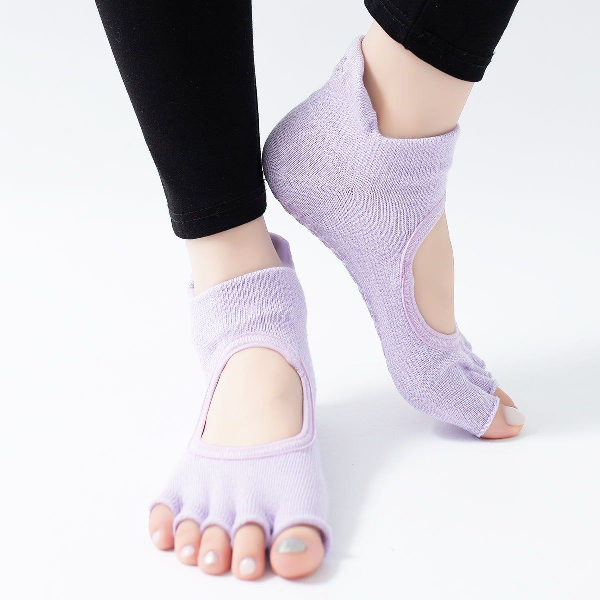 【Yoga Socks】C2浅紫-女士刺绣半趾瑜伽普拉提运动袜