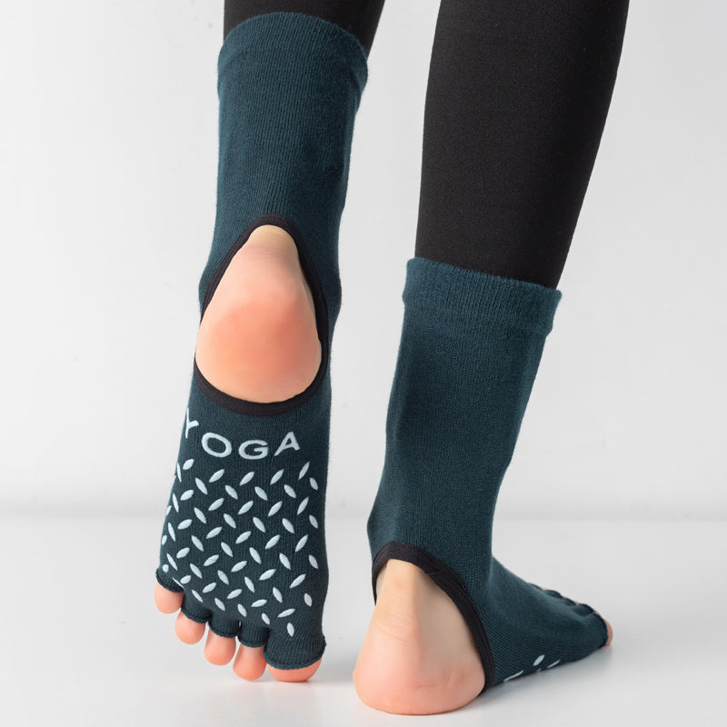 【Yoga Socks】M1墨绿-女士长筒半趾瑜伽普拉提运动袜