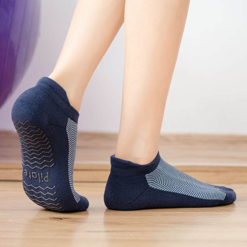 【Yoga Socks】D4青蓝-女士提花香薰毛圈圆头瑜伽普拉提运动袜