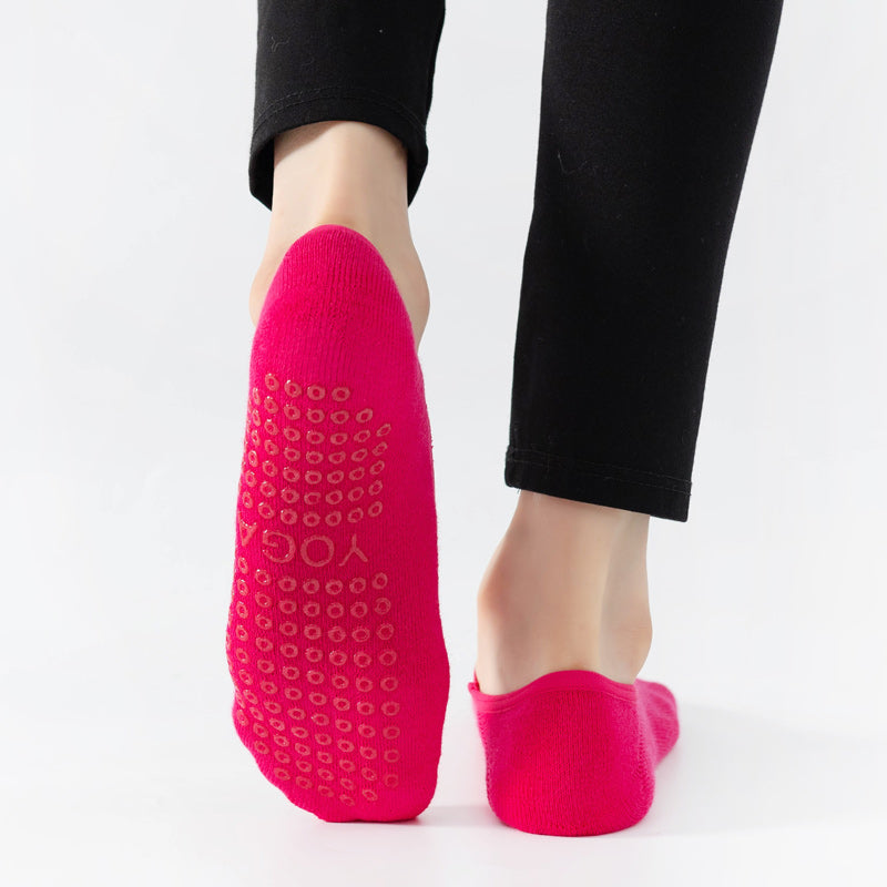 【Yoga Socks】Q2玫红-女士毛圈圆头瑜伽普拉提运动袜