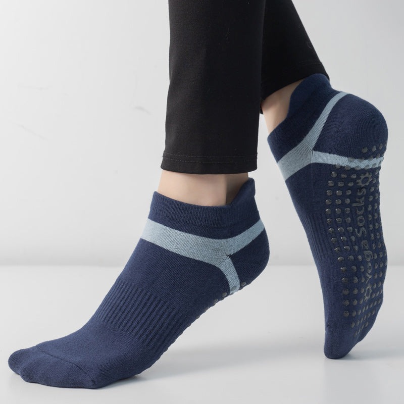 【Yoga Socks】D7青蓝-女士毛圈圆头瑜伽普拉提运动袜