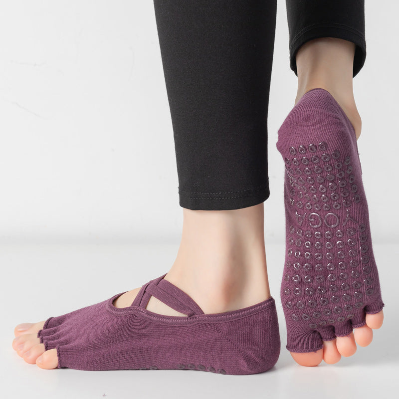 【Yoga Socks】T2紫红-女士半趾瑜伽普拉提运动袜