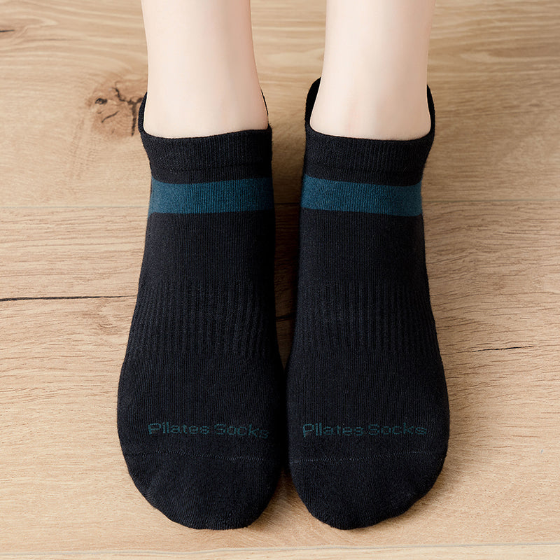 【Yoga Socks】D5黑绿-男女通用提花毛圈圆头瑜伽普拉提运动袜