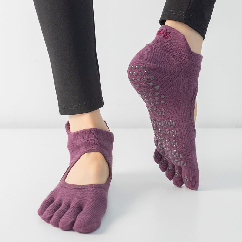 【Yoga Socks】V1紫红-女士五指瑜伽普拉提运动袜