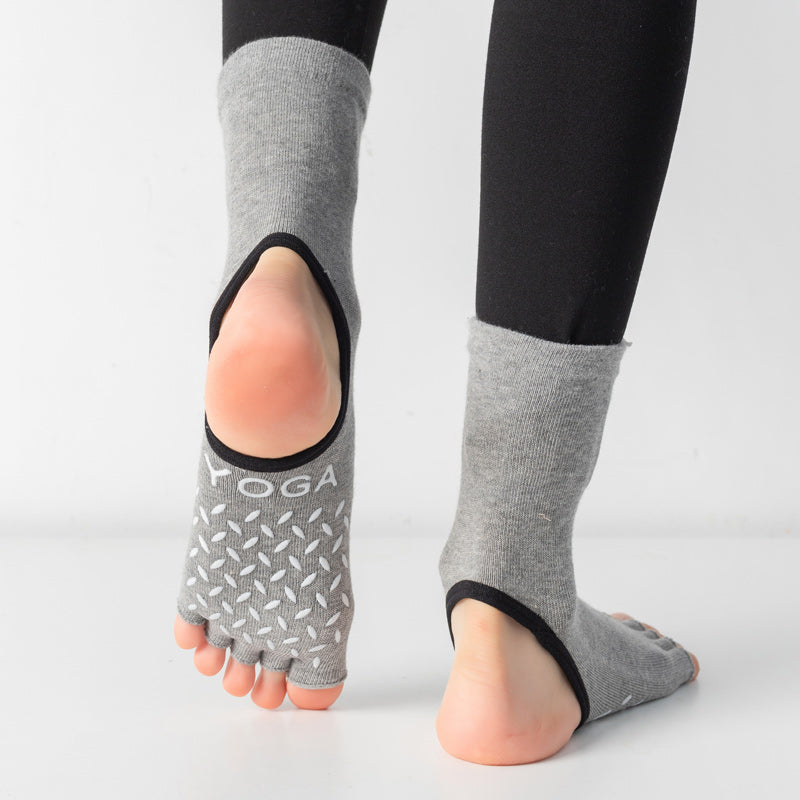 【Yoga Socks】M1深麻灰-女士长筒半趾瑜伽普拉提运动袜