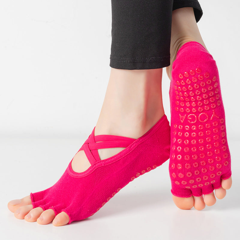 【Yoga Socks】T2玫红-女士半趾瑜伽普拉提运动袜