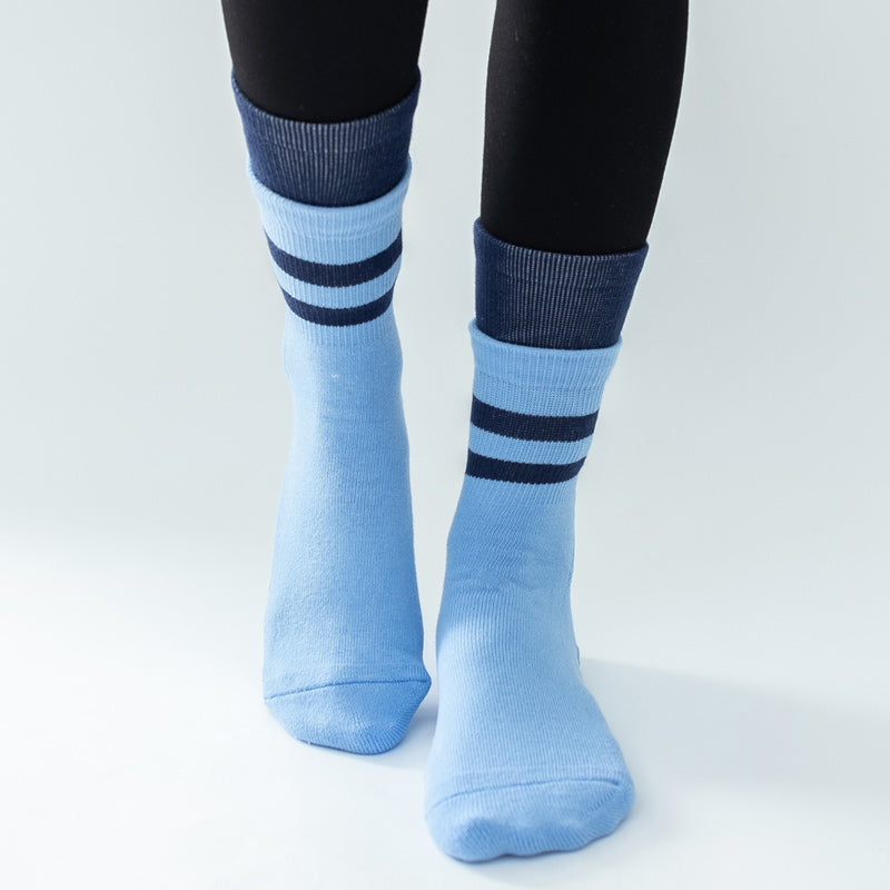 【Yoga Socks】D8蓝青-女士长筒毛圈圆头瑜伽普拉提运动袜
